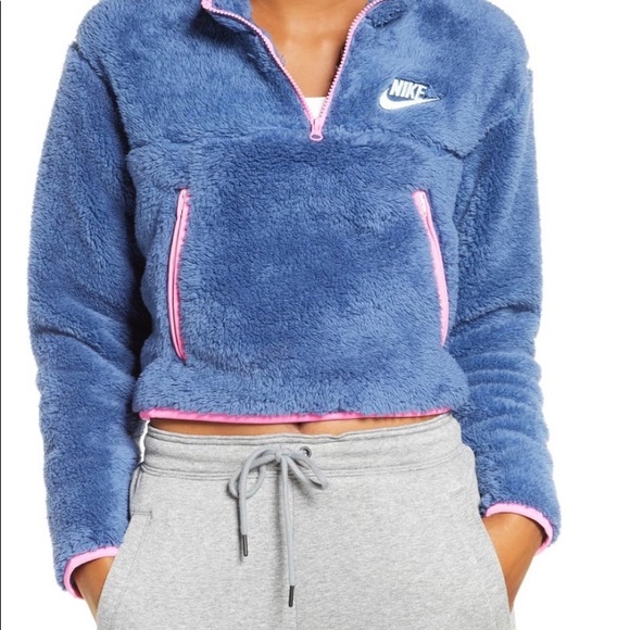 Nike crop half zip blue and pink fleece - Picture 4 of 8